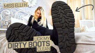 Lick my winter boots clean! ( Boot Fetish and Humiliation with MIss Elli H ) - 4K UHD MP4