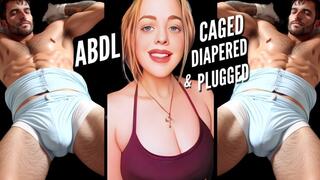 ABDL Adult-Baby Guy Caged Diapered And Plugged - Diaper Fetish - Chastity - Diapers