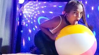 Sexy Juju Sensually Rides Your Beachball In HOT Leather Pants
