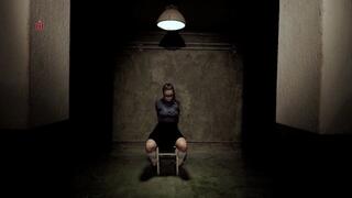 Interrogation of an imprisoned woman in a bunker room (prison play)