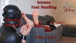 Dirty Feet Smelling with Red Leather Leggings