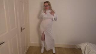 princess Leia Cosplay Dancing Striptease in PVC boots
