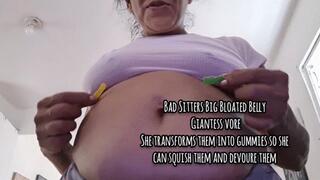 Bad Sitters Big Bloated Belly Giantess vore She transforms them into gummies so she can squish them and devoure them