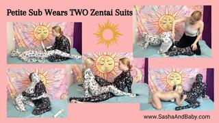 Petite Teen Steals and Wears TWO Zentai Suits with Tights and Dildo Fuck
