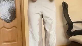 Diana with her hands tied pee in her pants