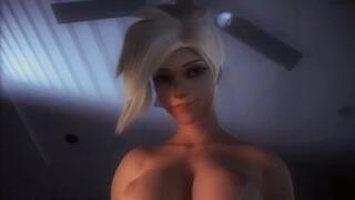 Hot doctor Mercy nurse her patient with a blowjob and cowgirl fuck, overwatch animation