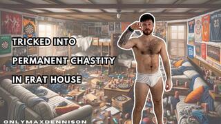 Tricked into permanent chastity in frat house
