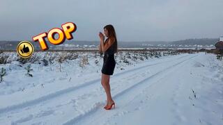 Shivering girl, standing still shivering, goosebumps skin, frozen girl, teeth chattering