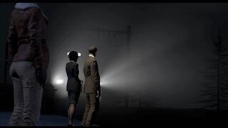 Lara Croft has a lesbian threesome on public train with a hentai schoolgirl