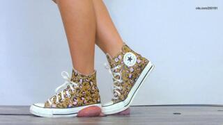 Ambers Wild Converse Hi Tops - Extreme Cock and Balls Trample - Floor View