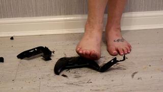 Microsoft Xbox Controller Crush under blue suede platform heels