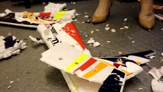 Tan high heel stilettos crush radio controlled aeroplane