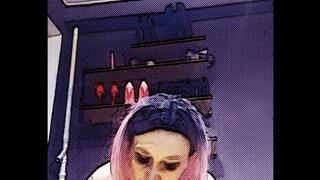 spit fettish animation spitting over and over wearing red latex top and heels