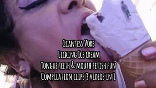 4K Giantess Vore Licking Ice cream Tongue teeth & mouth fetish fun