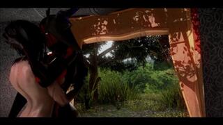 Dick girl brunette and futanari devil in throat fucking