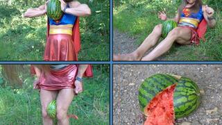 Emily Crushing A Watermelon