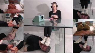 GABRIELLA - The online lesson - ENDLESS face as a footstool with boots, socks and barefeet, foot domination (EPIC CLIP!)