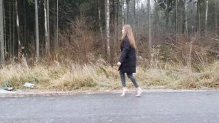 Sexy Nina slides in high heels, girl in high heels on ice (Other shoes, Part #7)