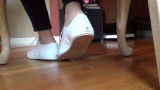 Barefeet and sneakers