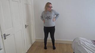 Naughty Mom stripping naked knickers and Bra and leggings