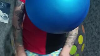 blow ig blue balloon ride on eggball