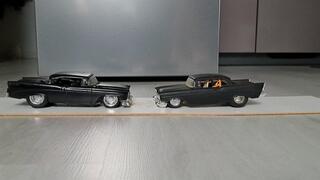 Two model hand built cars brutally crushed