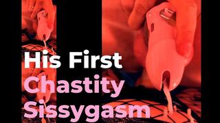 HIS FIRST CHASTITY SISSYGASM (001)