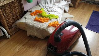 Vacuuming with gloves