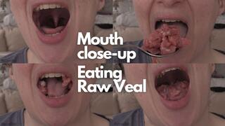 Close-up Mouth Eating Raw Veal - Chewing and Mouth Fetish - HD Version