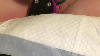 Big dildo, clamps, and tongue toy