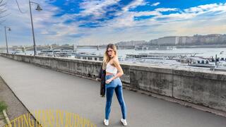 WETTING her Jeans on the streets of Budapest
