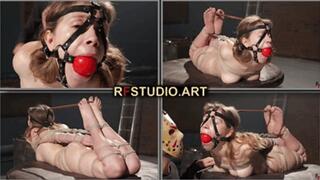 Little Agness - Bastinado with a Switch in Tight Hogtie and Harness BallGag (UHD 4K MP4)