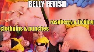 Belly Play: Clothpins, Punches, Raspberry Fetish, Licking (4K)