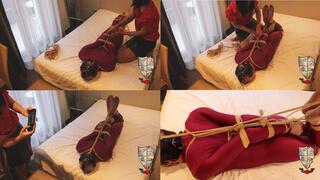 Peter - Catsuit Hogtie with Allie Bowstring