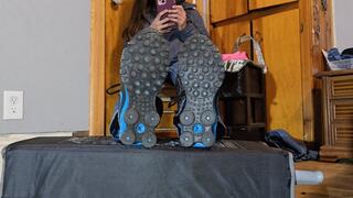 Blue shox and sock tease