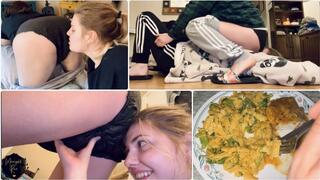 Eating Dinner Causes Stinky and Wet Farts in her Diaper!