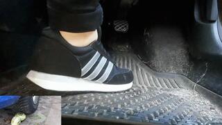 Unknown PoV Driving and Pedalpumping 9 with Sporty Adidas Sneaker