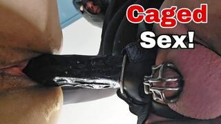 Femdom Sex - Chastity Tease & Denial Strapon Riding Fucking Dildo