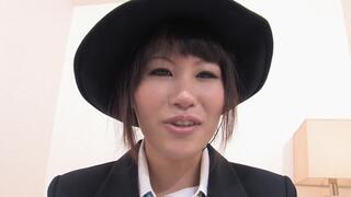 Classy Japanese woman loves having her hairy pussy finger fucked