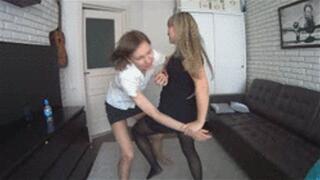 Cunt busting fight finished with lesbian scissoring LCv