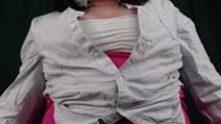 Businesswoman Rapid Growth from Coffee! Button Down shirt and Bra Destruction MP4 1080