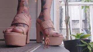 Giantess unaware High Heels Accidental foot crush for tiny man