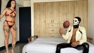 Giantess shrinks her jock to size (BTS Spatial footage)