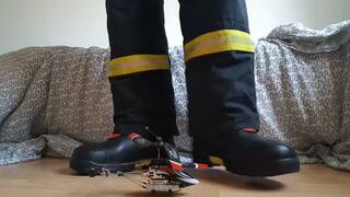 Firefighter stomping RC Helicopter 2