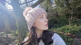 Outdoor leggings in the park wetting peeing