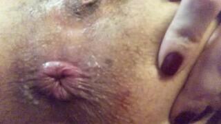 Cream asshole push squirt