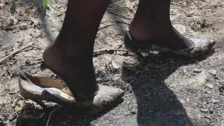 Sexy Nina and friend Anastasia, Italian high heels pumps final ruined, high heels in mud, high heels stuck, ruined high heels (Part #4)