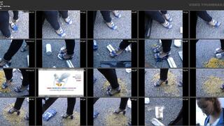 Pasta, biscuits and rusks crush in blue sandals