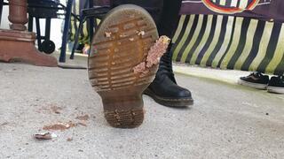 Little Chocolate Santa vs Doc Martens Boots - Slowmotion