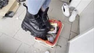 crushing lots of cds in New Rock boots